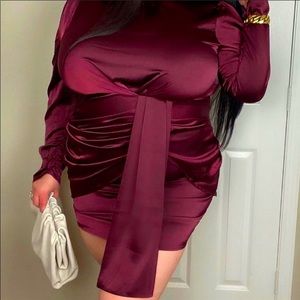 burgundy mini dress but it’s beautiful.